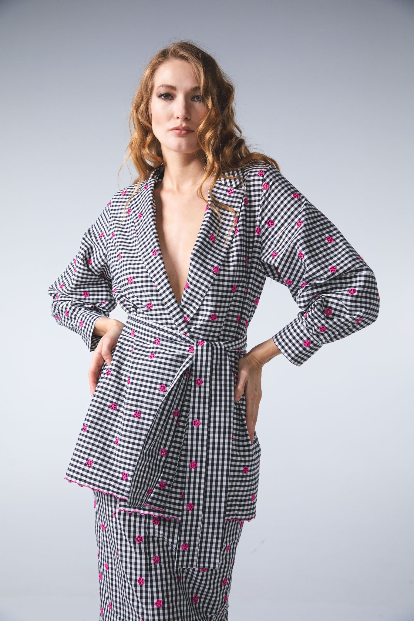 Camicia kimono ricamata