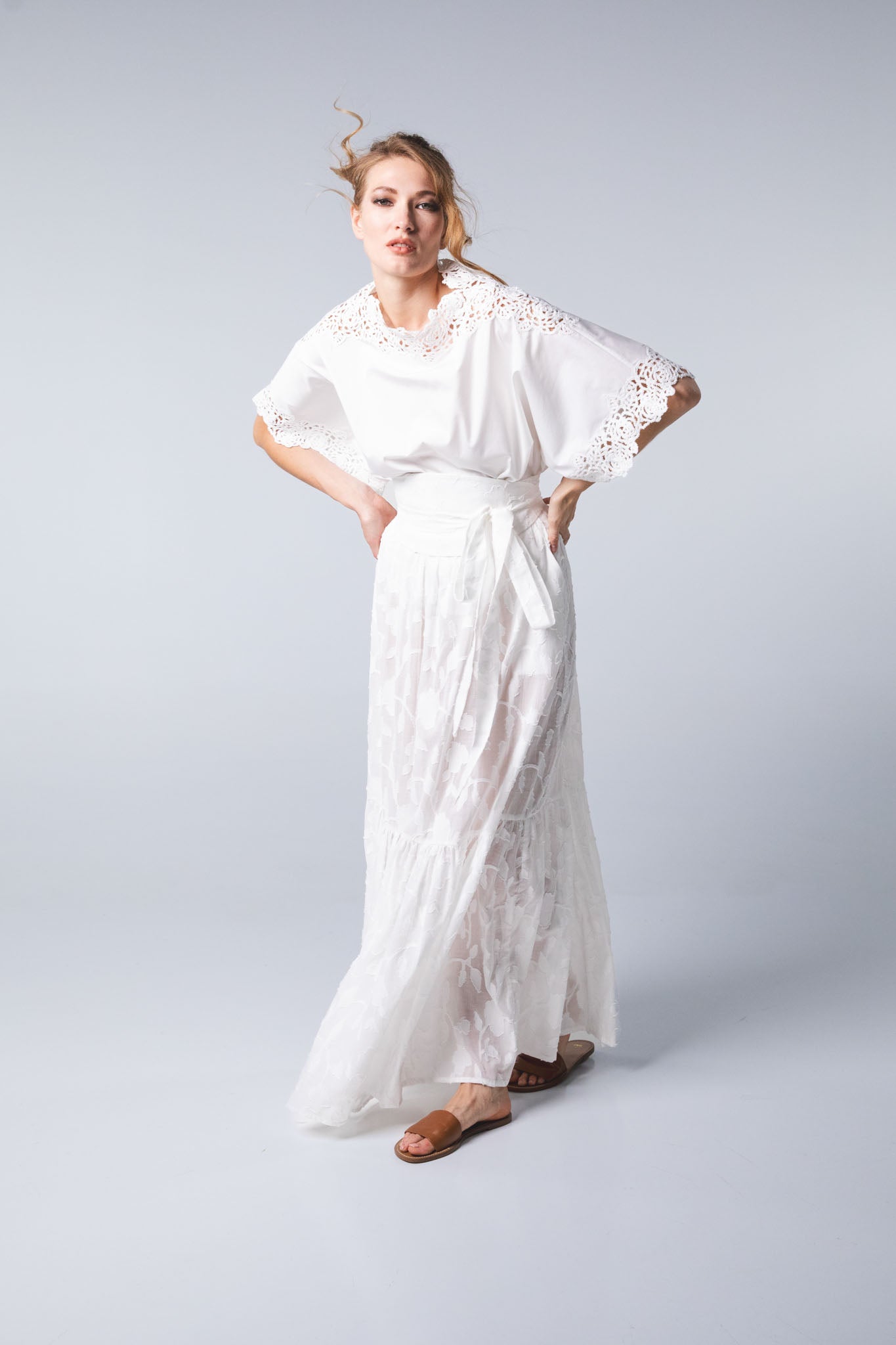 Camicia pizzo macramé