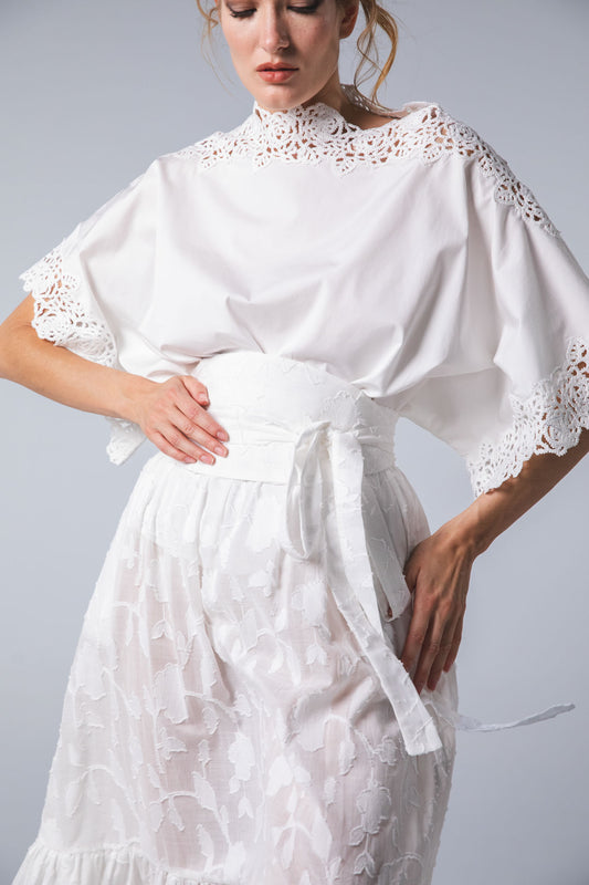 Camicia pizzo macramé