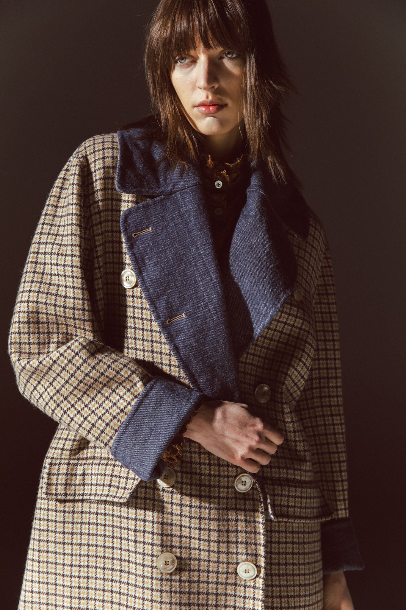 Pinstriped coat with striped finishes