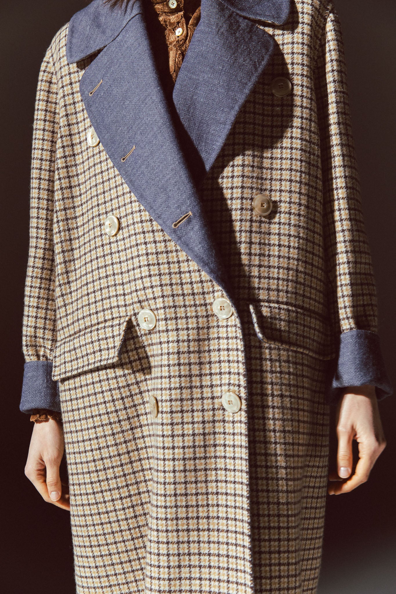 Pinstriped coat with striped finishes