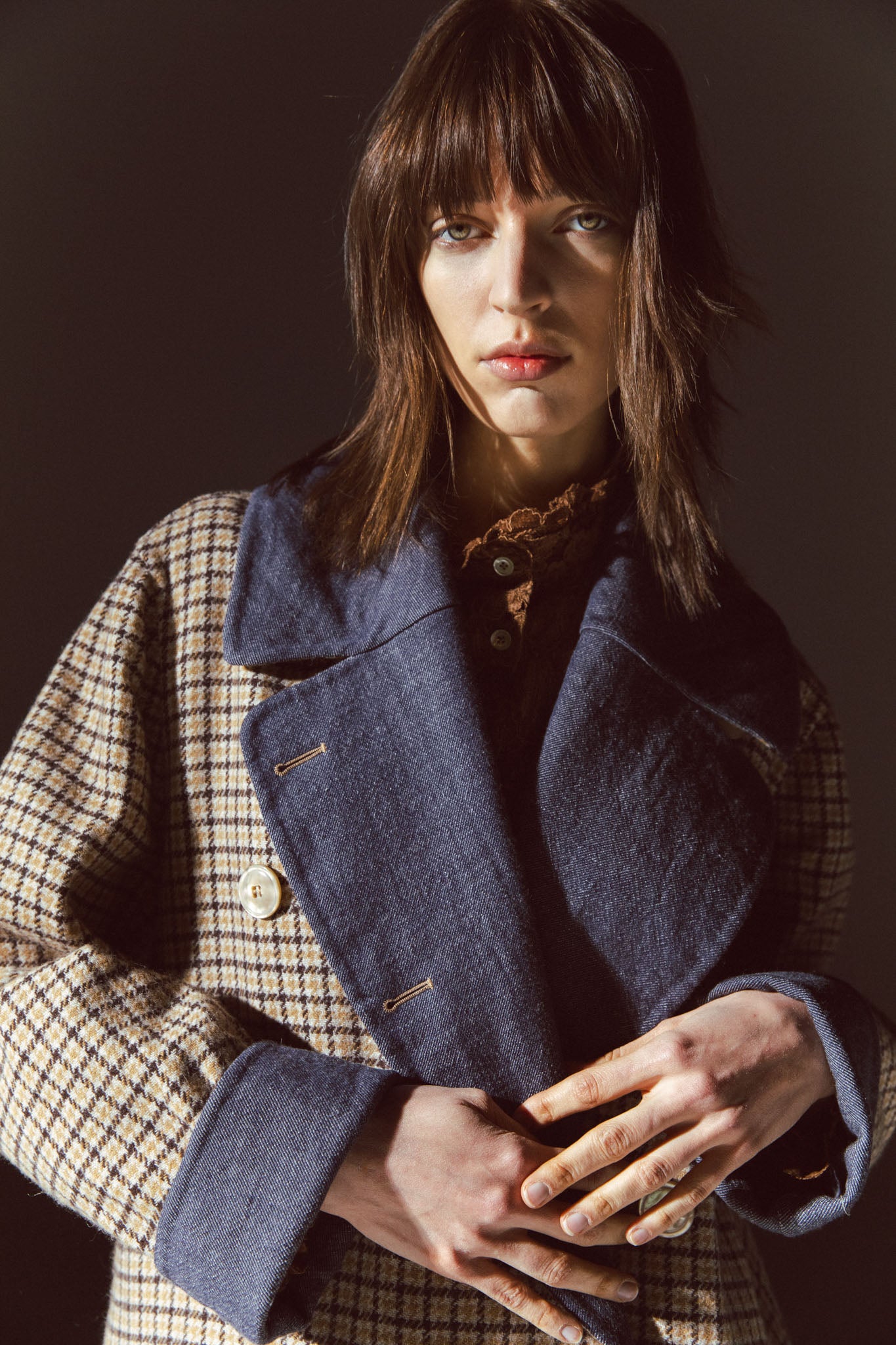 Pinstriped coat with striped finishes
