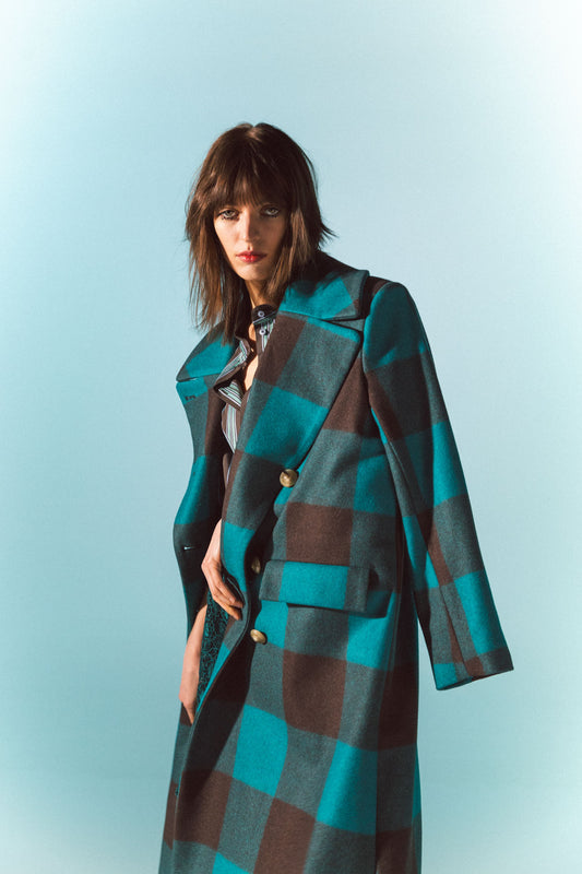 Pinstriped coat with striped finishes